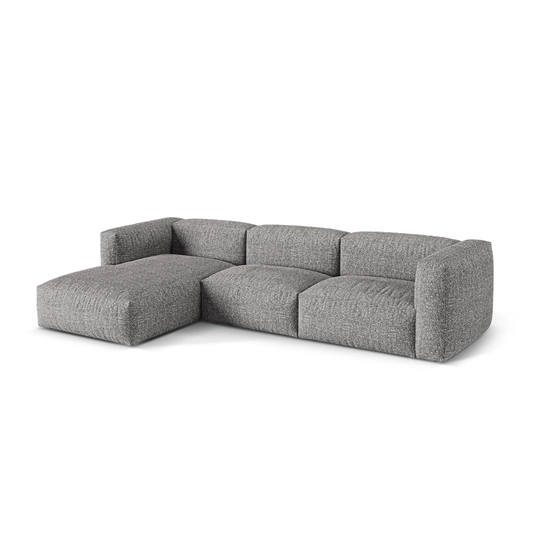 Boucle Modular Left Corner Sofa, "Martina", 3 Seats, 330x176x75, Graphite
