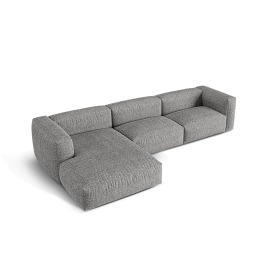 Boucle Modular Left Corner Sofa, "Martina", 3 Seats, 330x176x75, Graphite