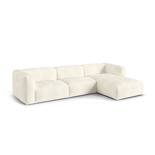 Boucle Modular Right Corner Sofa, "Martina", 3 Seats, 330x176x75, Ivory