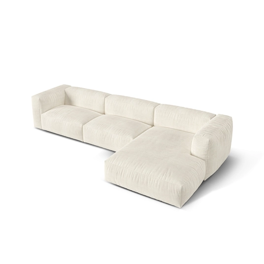 Boucle Modular Right Corner Sofa, "Martina", 3 Seats, 330x176x75, Ivory