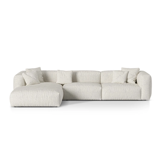Boucle Modular Left Corner Sofa, "Martina", 3 Seats, 330x176x75, Grey Beige Melange