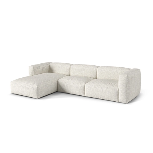 Boucle Modular Left Corner Sofa, "Martina", 3 Seats, 330x176x75, Grey Beige Melange