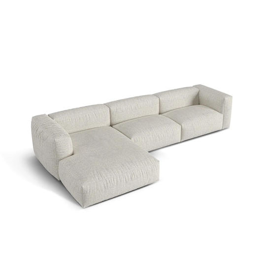 Boucle Modular Left Corner Sofa, "Martina", 3 Seats, 330x176x75, Grey Beige Melange