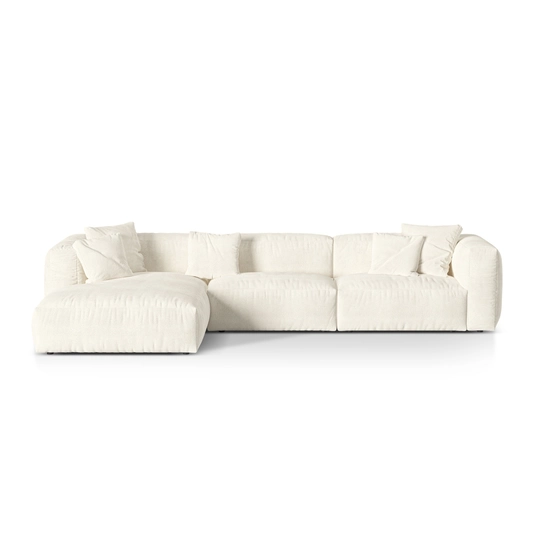 Boucle Modular Left Corner Sofa, "Martina", 3 Seats, 330x176x75, Ivory
