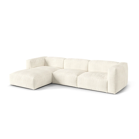 Boucle Modular Left Corner Sofa, "Martina", 3 Seats, 330x176x75, Ivory