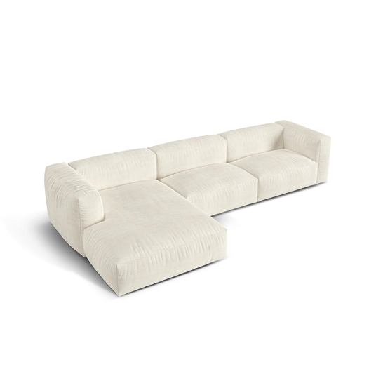 Boucle Modular Left Corner Sofa, "Martina", 3 Seats, 330x176x75, Ivory