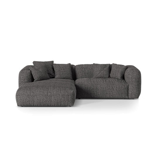 Boucle Modular Left Corner Sofa, "Martina", 2 Seats, 280x176x75, Anthracite
