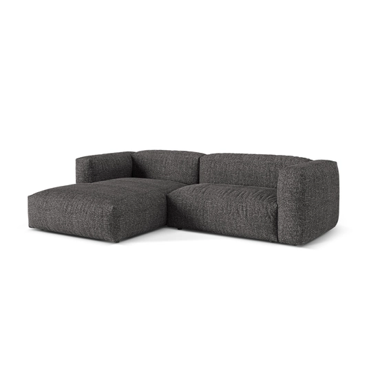 Boucle Modular Left Corner Sofa, "Martina", 2 Seats, 280x176x75, Anthracite
