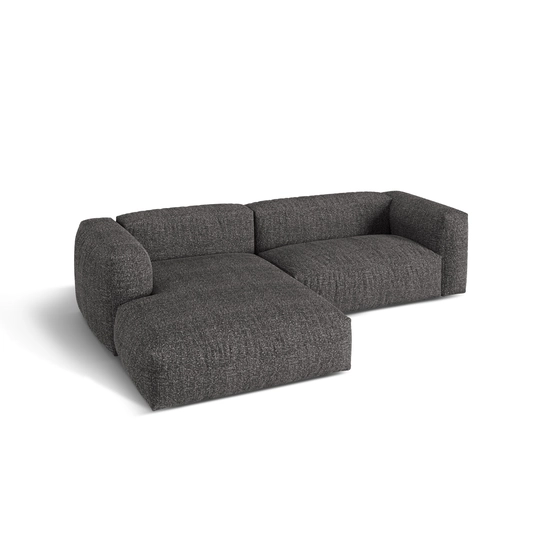 Boucle Modular Left Corner Sofa, "Martina", 2 Seats, 280x176x75, Anthracite