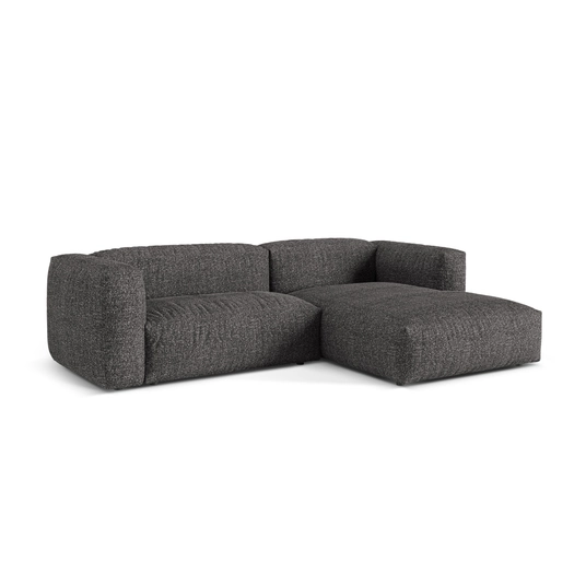 Boucle Modular Right Corner Sofa, "Martina", 2 Seats, 280x176x75, Anthracite