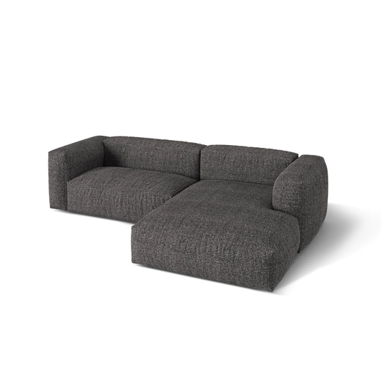 Boucle Modular Right Corner Sofa, "Martina", 2 Seats, 280x176x75, Anthracite