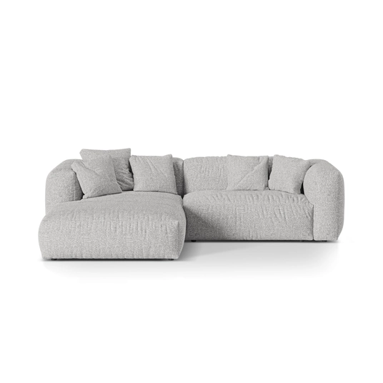 Boucle Modular Left Corner Sofa, "Martina", 2 Seats, 280x176x75, Silver