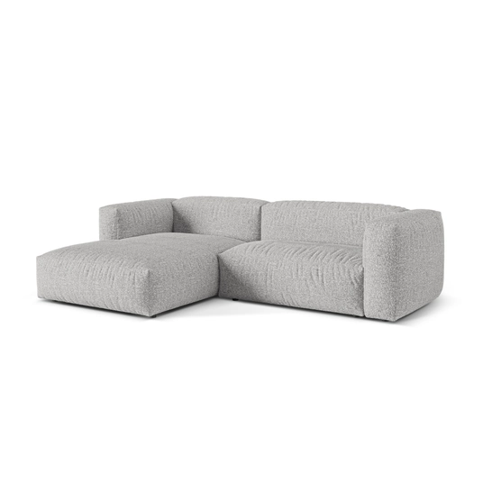 Boucle Modular Left Corner Sofa, "Martina", 2 Seats, 280x176x75, Silver