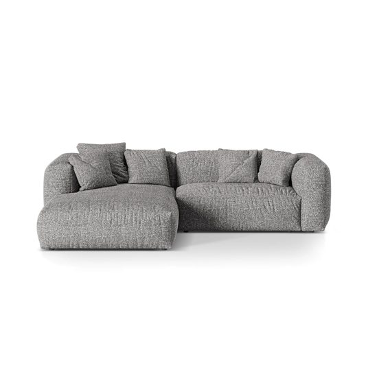 Boucle Modular Left Corner Sofa, "Martina", 2 Seats, 280x176x75, Graphite