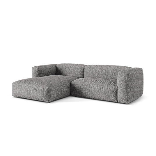 Boucle Modular Left Corner Sofa, "Martina", 2 Seats, 280x176x75, Graphite