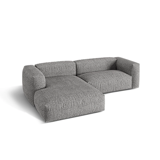 Boucle Modular Left Corner Sofa, "Martina", 2 Seats, 280x176x75, Graphite