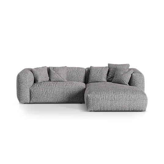 Boucle Modular Right Corner Sofa, "Martina", 2 Seats, 280x176x75, Graphite