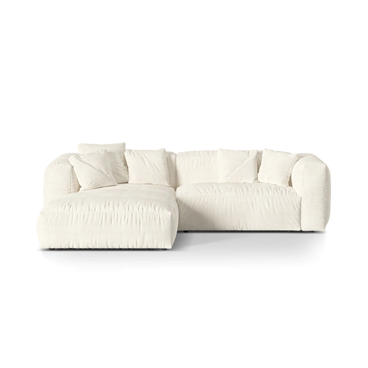 Boucle Modular Left Corner Sofa, "Martina", 2 Seats, 280x176x75, Ivory