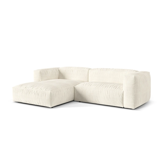 Boucle Modular Left Corner Sofa, "Martina", 2 Seats, 280x176x75, Ivory