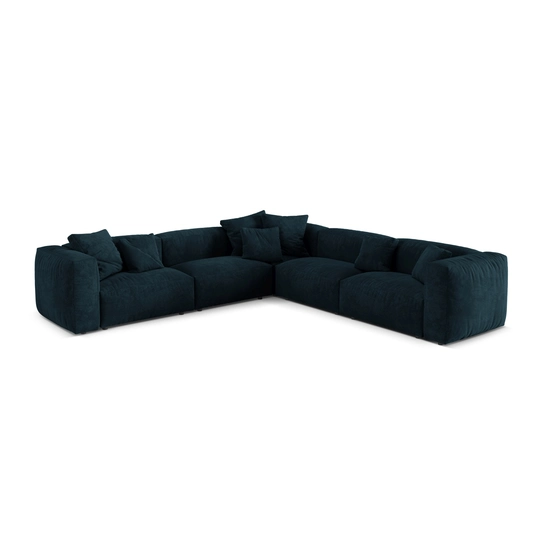 Velvet Symmetrical Modular Corner Sofa, "Martina", 5 Seats, 312x312x75, Deep Petrol