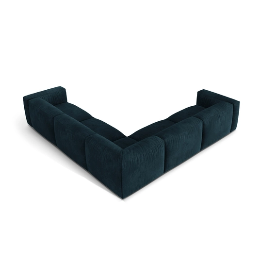 Velvet Symmetrical Modular Corner Sofa, "Martina", 5 Seats, 312x312x75, Deep Petrol