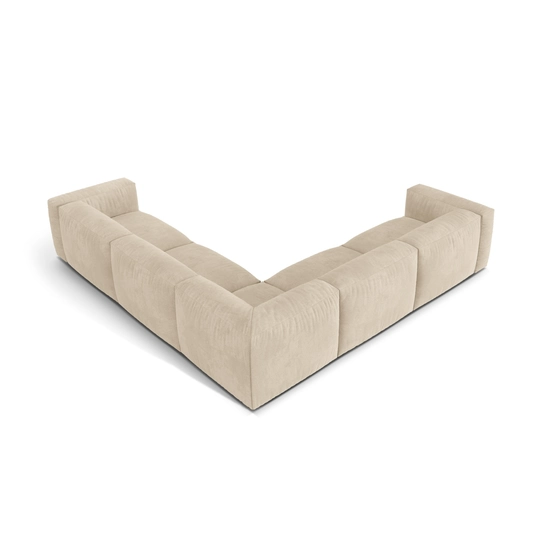 Velvet Symmetrical Modular Corner Sofa, "Martina", 5 Seats, 312x312x75, Light Beige