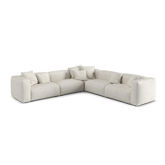 Boucle modular symmetrical corner sofa, "Martina", 5 Seats, 312x312x75, Grey Beige Melange