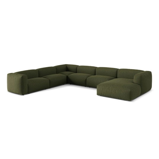 Modular Left Corner Sofa, "Martina", 6 Seats, 404x312x75, Green