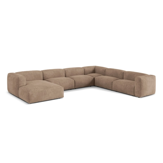 Velvet Modular Right Corner Sofa, "Martina", 6 Seats, 404x312x75, Dark Beige