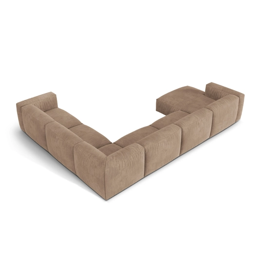 Velvet Modular Right Corner Sofa, "Martina", 6 Seats, 404x312x75, Dark Beige