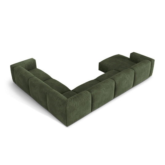Velvet Modular Right Corner Sofa, "Martina", 6 Seats, 404x312x75, Green