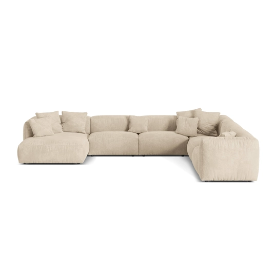 Velvet Modular Right Corner Sofa, "Martina", 6 Seats, 404x312x75, Light Beige