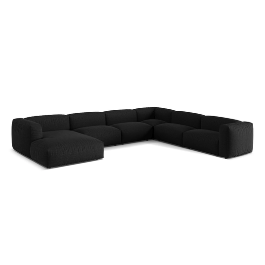 Modular Right Corner Sofa, "Martina", 6 Seats, 404x312x75, Black