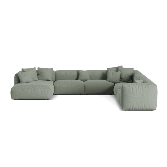 Modular Right Corner Sofa, "Martina", 6 Seats, 404x312x75, Moss Green