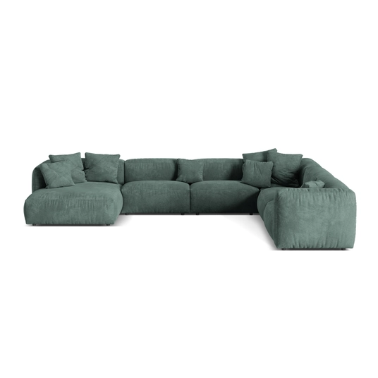 Velvet Modular Right Corner Sofa, "Martina", 6 Seats, 404x312x75, Petrol