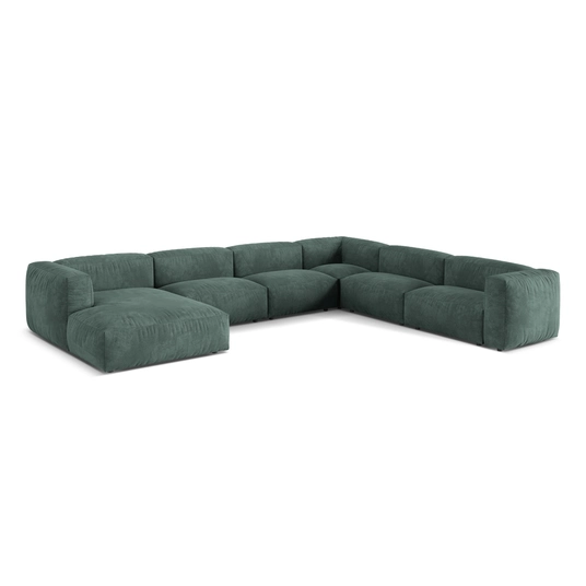 Velvet Modular Right Corner Sofa, "Martina", 6 Seats, 404x312x75, Petrol