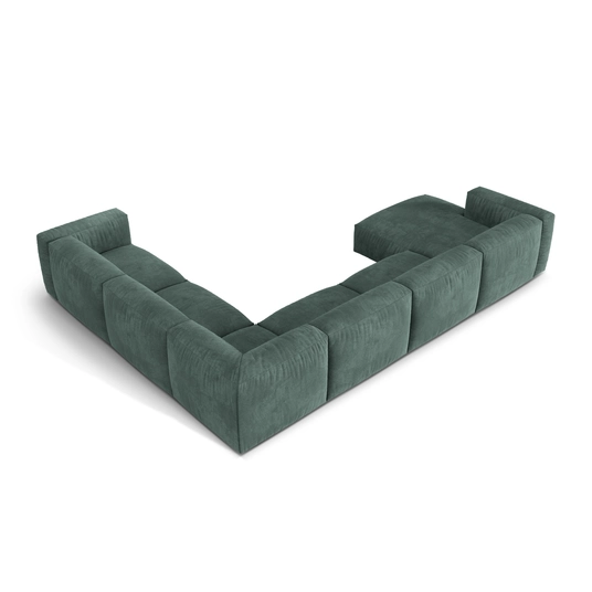 Velvet Modular Right Corner Sofa, "Martina", 6 Seats, 404x312x75, Petrol