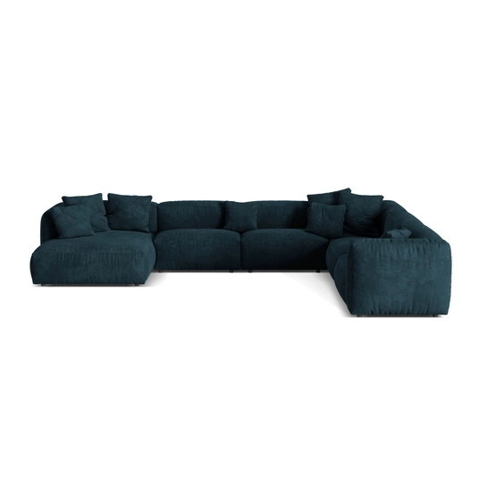 Velvet Modular Right Corner Sofa, "Martina", 6 Seats, 404x312x75, Deep Petrol