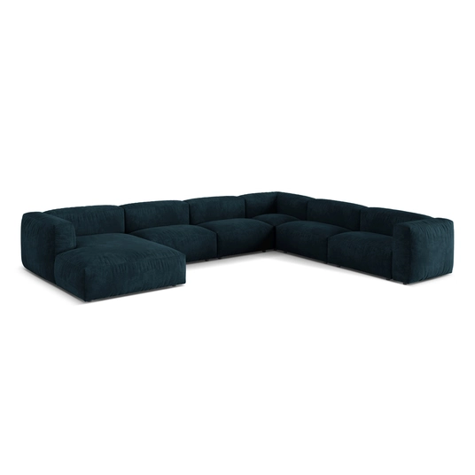Velvet Modular Right Corner Sofa, "Martina", 6 Seats, 404x312x75, Deep Petrol