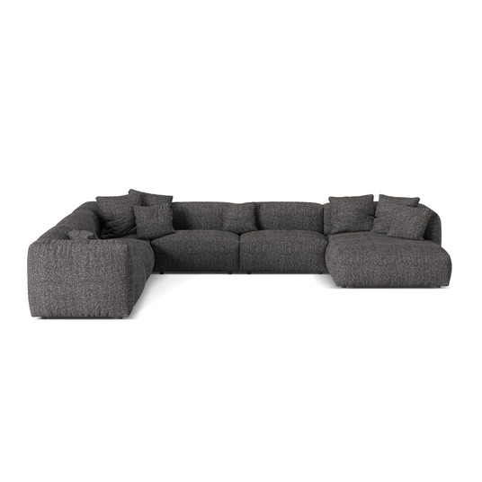 Boucle Modular Left Corner Sofa, "Martina", 6 Seats, 404x312x75, Anthracite