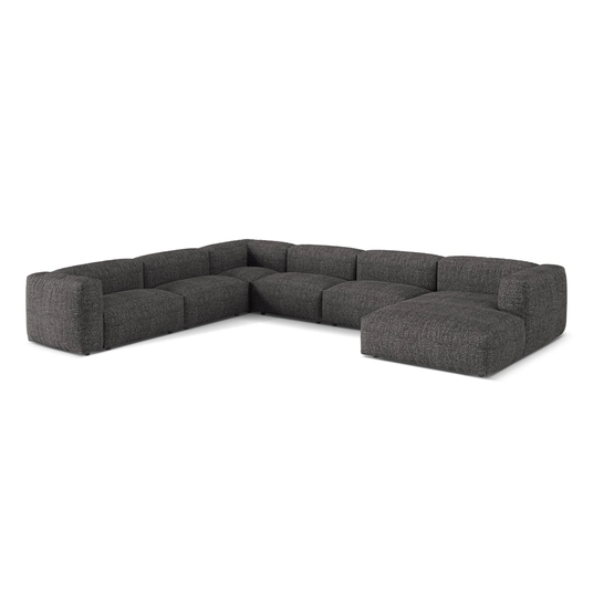 Boucle Modular Left Corner Sofa, "Martina", 6 Seats, 404x312x75, Anthracite