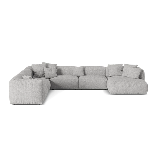Boucle Modular Left Corner Sofa, "Martina", 6 Seats, 404x312x75, Silver