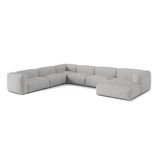 Boucle Modular Left Corner Sofa, "Martina", 6 Seats, 404x312x75, Silver