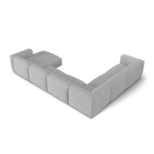 Boucle Modular Left Corner Sofa, "Martina", 6 Seats, 404x312x75, Silver