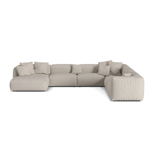 Boucle Modular Right Corner Sofa, "Martina", 6 Seats, 404x312x75, Beige
