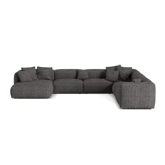 Boucle Modular Right Corner Sofa, "Martina", 6 Seats, 404x312x75, Anthracite