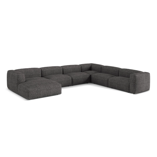 Boucle Modular Right Corner Sofa, "Martina", 6 Seats, 404x312x75, Anthracite