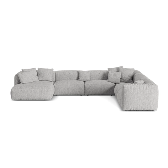 Boucle Modular Right Corner Sofa, "Martina", 6 Seats, 404x312x75, Silver