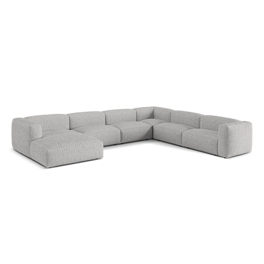 Boucle Modular Right Corner Sofa, "Martina", 6 Seats, 404x312x75, Silver