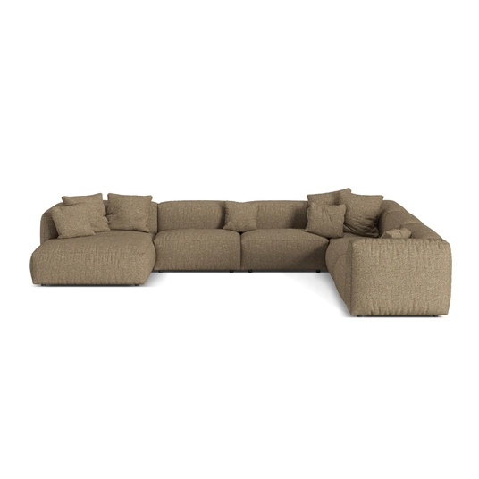 Boucle Modular Right Corner Sofa, "Martina", 6 Seats, 404x312x75, Cappuccino